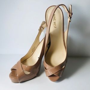 Nine West Nude Patent Heel